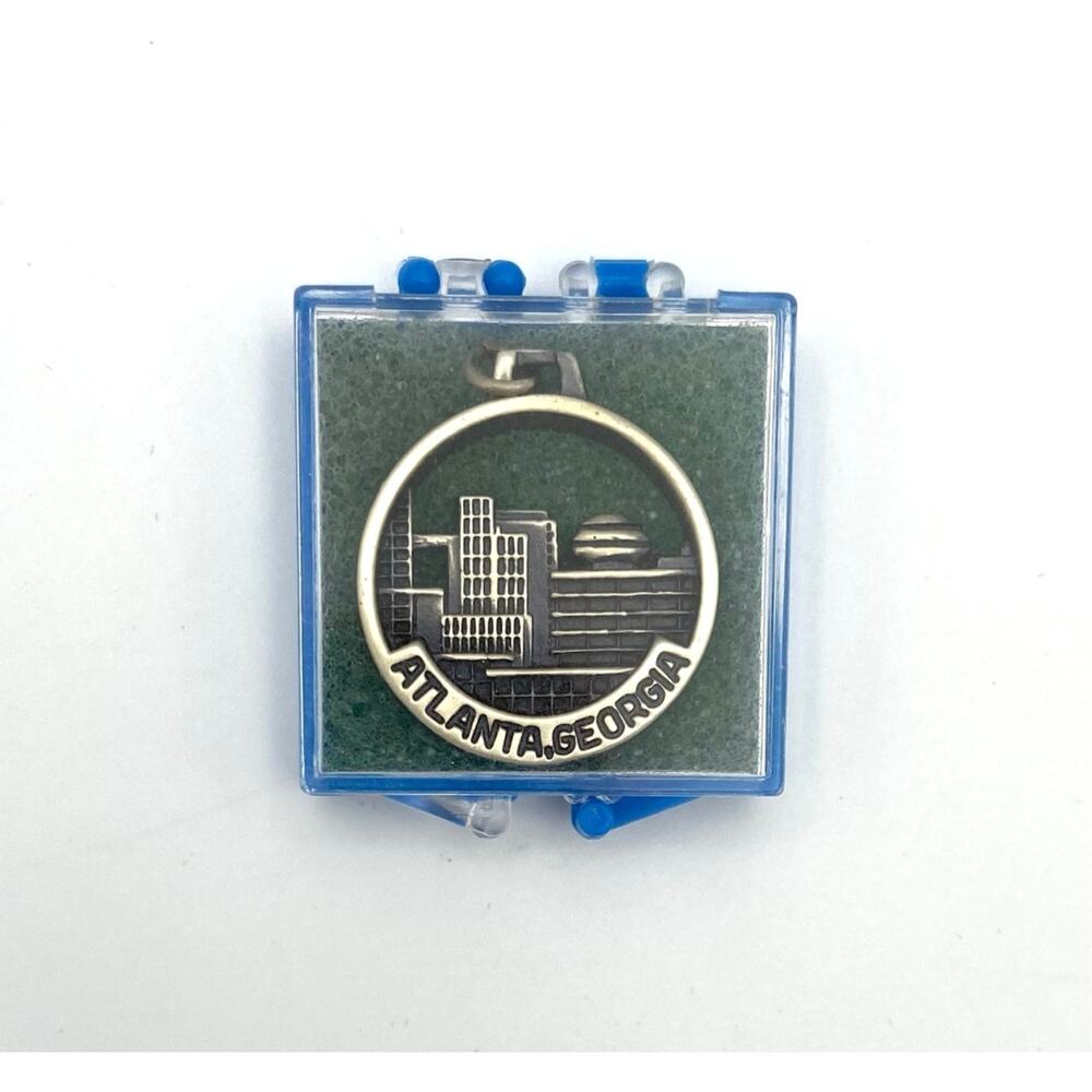 Vintage Sterling Silver Atlanta Georgia Skyline Charm with Case Signed Kinney